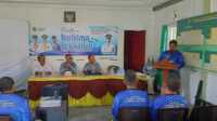Lurah Lubuk Semut, Said Faisal Nugraha memberikan kata sambutan pelatihan budidaya perikanan, Sabtu (21/12/2024). (JurnalTerkini.id/edy kencana)