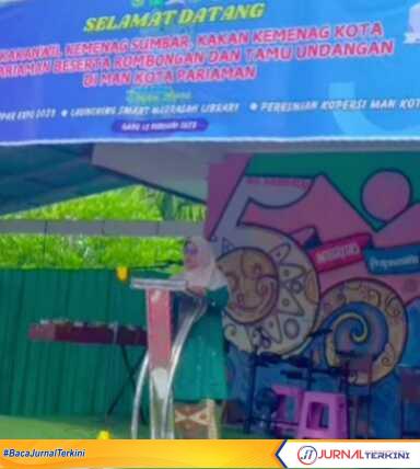 Sambutan Kepala MAN Kota Pariaman, Emma Marni pada kegiatan MAN Kopar Expo 2025. (Amryan/JurnalTerkini.id)