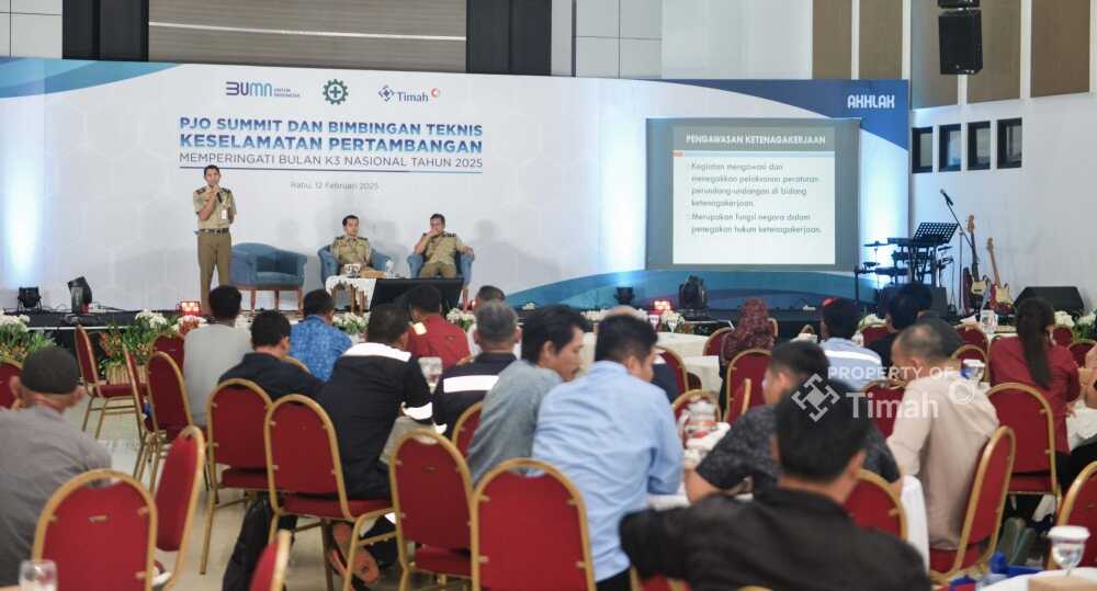 PT Timah menggelar PJO Summit dan Bimbingan Teknis Keselamatan Pertambangan digelar secara hybird dari Graha Timah Pangkalpinang, Rabu (12/2/2025). (Timah)