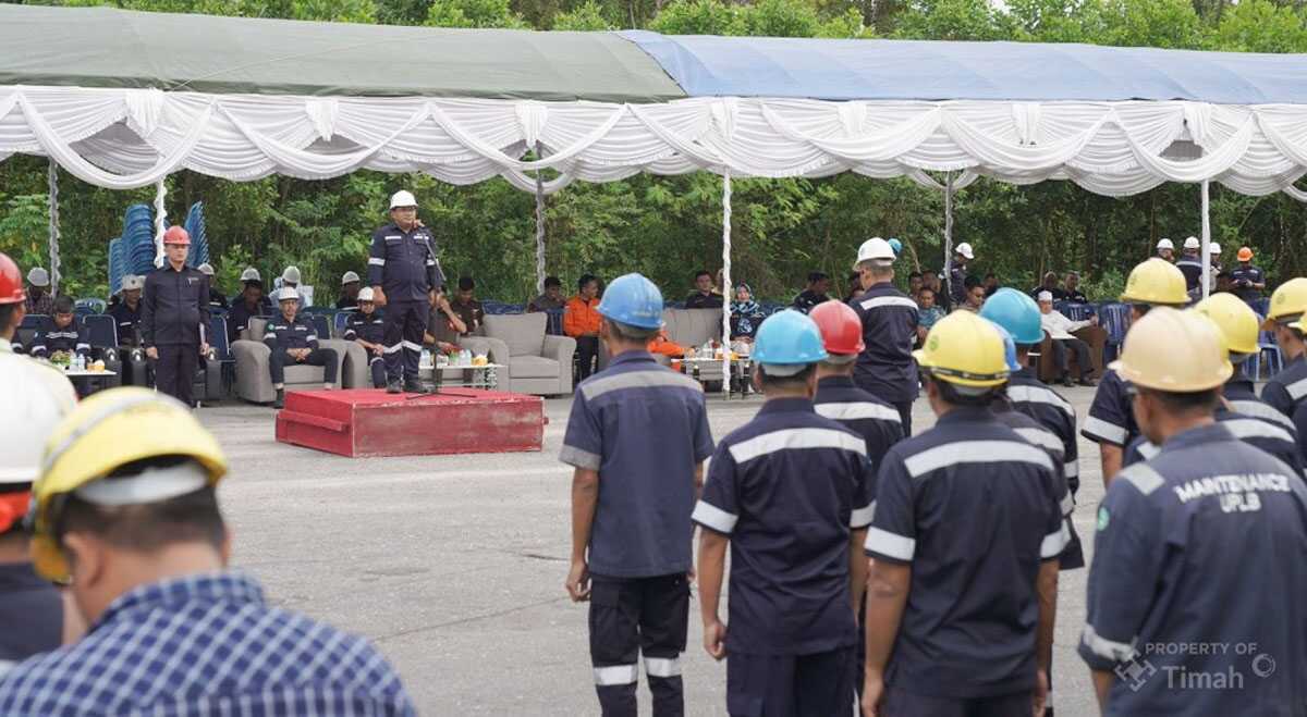 bulan k3 nasional di pt timah area bangka utara Apel K3 dalam rangka peringatan Bulan K3 Nasional 2025 juga digelar PT Timah Area Bangka Utara yang digelar di Plataran Dermaga Mantung, Kecamatan Belinyu, Kabupaten Bangka, Rabu (05/02/2025). (timah)