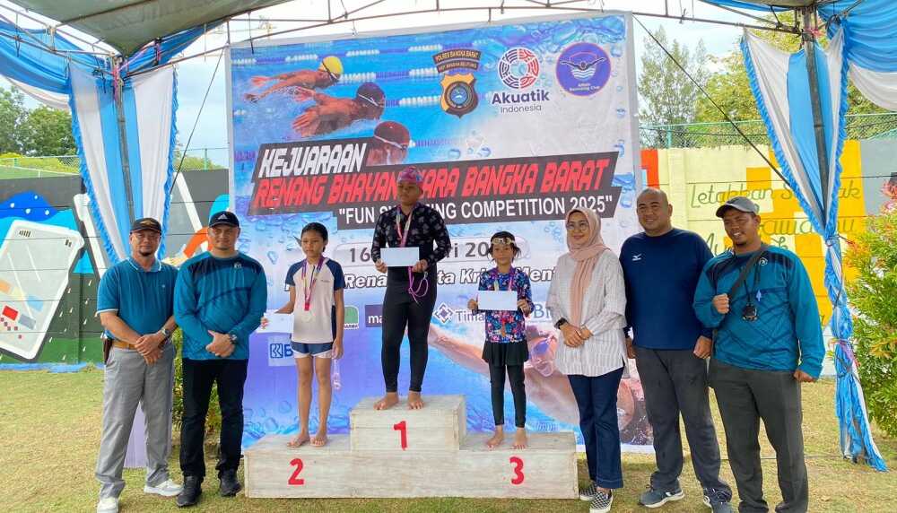 PT Timah mendukung kejuaraan Renang B3 Fun Swimming Competition 2025 tingkat Kabupaten Bangka Barat. (Timah)