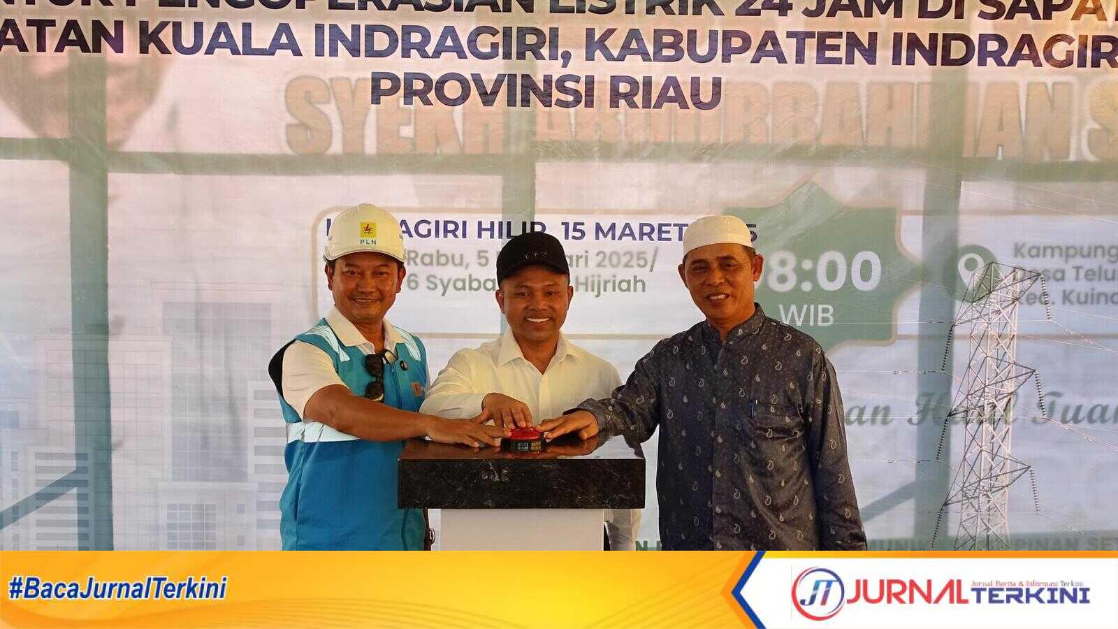 Gubernur Riau dan Bupati Inhil meresmikan Tower Crossinb 20KV yang akan memastikan pasokan listrik 24 jam bagi masyarakat Kuindra