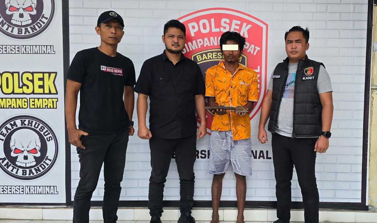 penganiayaan di asahan Bo Alias Na (31) tersangka penganiaya mertua diringkus saat melintas di sekitaran SPBU Hessa Perlompongan, Jumat (07/03/2025) malam. (dokumentasi pribadi)