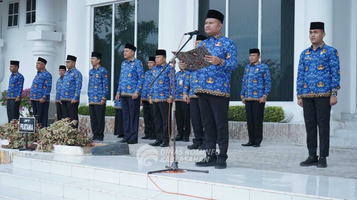 upacara hkn di Asahan Wakil Bupati Asahan Rianto, SH., MAP memimpin Upacara Hari Kesadaran Nasional Bulan Maret yang bertempat di Halaman Kantor Bupati Asahan, Senin (17/03/2025). (Diskominfo Asahan)