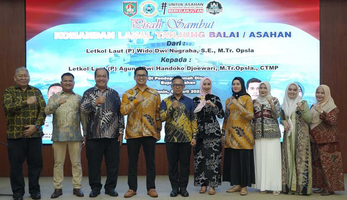 Pemerintah Kabupaten Asahan menggelar malam pisah sambut Danlanal Tanjung Balai Asahan (TBA) di pendopo rumah dinas Bupati Asahan, Senin (14/04/2025) malam. (diskominfo asahan)