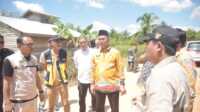 Ket foto: Bupati Inhil, Haji Herman, saat meninjau jembatan dan badan jalan akses menuju program ketahanan pangan, Kamis (15/05/2025).