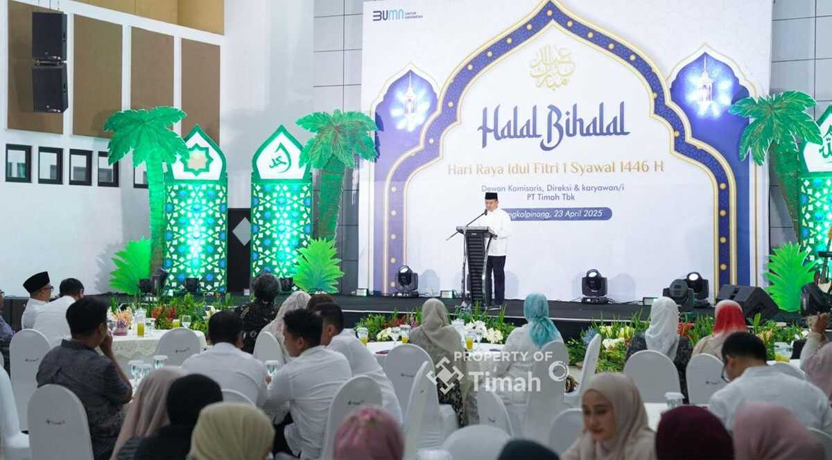 halal bihalal pt timah Manajemen PT Timah menggelar Halal Bihalal Hari Raya Idul Fitri 1 Syawal 1446 Hijriah Dewan Komisaris, Direksi dan Karyawan/ti PT Timah Tbk di Graha Timah, Rabu (23/4/2025). (timah)