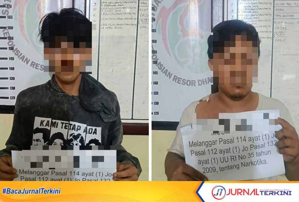 operasi senyap polres dharmasraya Dua tersangka pengedar narkoba jaringan Jambi dibekuk Satres Narkoba Polres Dharmasraya. (foto: Polres Dharmasraya)