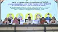Gubernur Sumbar Mahyeldi Ansharullah saat Rakor DP3AP2KB di Auditorium Gubernur Sumbar, Rabu (14/05/2025). (Foto Adpim sumbar).