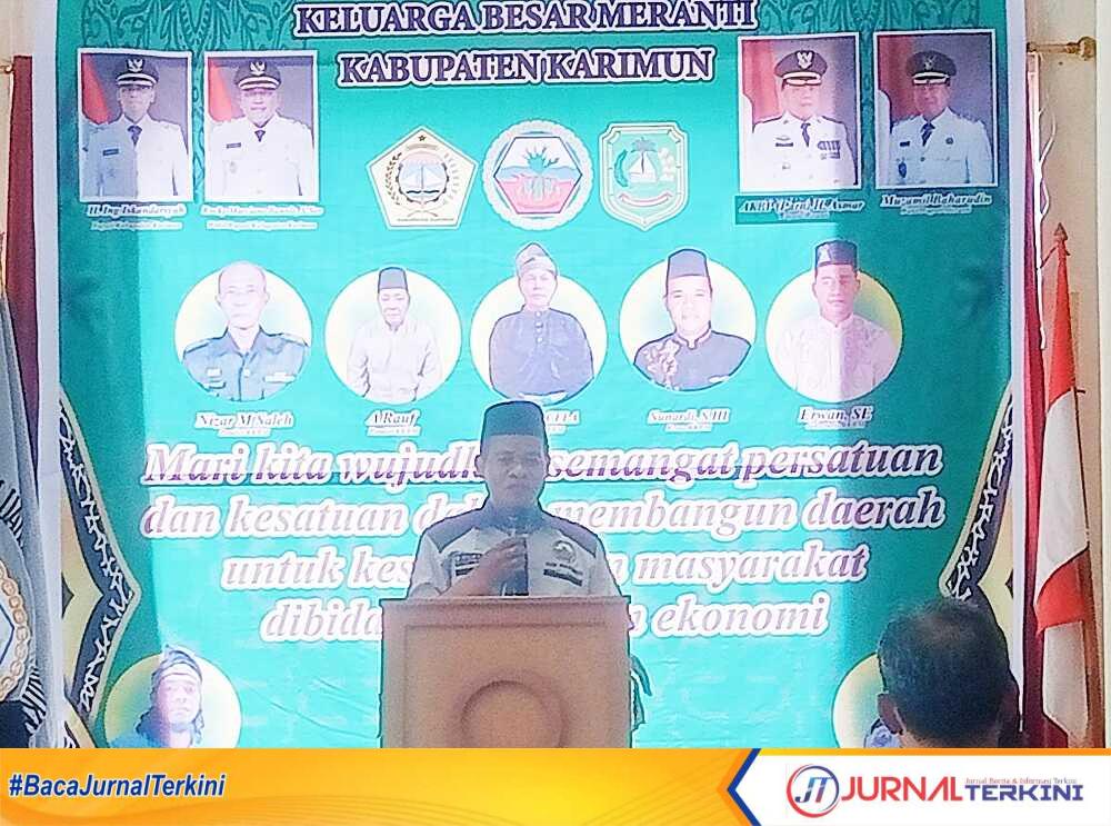Sunardi SHI kembali terpilih sebagai Ketua Kerukunan Keluarga Besar Meranti (KKBM) Karimun dalam Musyawarah Besar (Mubes) V yang digelar di Rumah Singgah Merah, Minggu (22/06/2025). (dokumentasi pribadi)