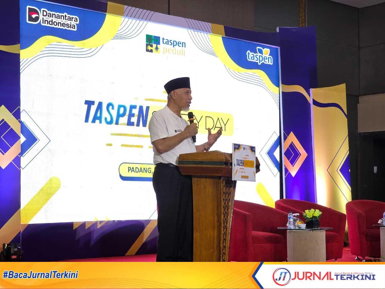 IMG-20250829-WA0037 Gubernur Sumbar Mahyeldi saat menghadiri Taspen Safety Day di Grand Ballroom Hotel Truntum Padang, Jumat (29/8/2025). (Foto jurnalterkinidion).