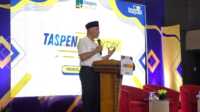 Gubernur Sumbar Mahyeldi saat menghadiri Taspen Safety Day di Grand Ballroom Hotel Truntum Padang, Jumat (29/8/2025). (Foto jurnalterkinidion).