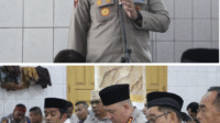 Kapolres Solok AKBP Agung Pranajaya, S.I.K., saat memimpin lang kegiatan pembinaan Binrohtal bagi personil Polres Solok pada Kamis (28/08/2024). (Foto Humas Polres Solok).