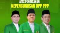 Ket Foto: ketua umum DPP PPP H. Muhamad Mardiono, Wakil Ketua Umum DPP PPP. H Agung Suparmanto, Sekretaris Jendral DPP PPP KH, Taj Yasinan Maimoen