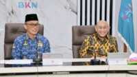 Wali Kota Rachmat Hidayat didampingi Sekretaris Daerah Kota Lubuk Linggau, Trisko Defriyansa, melakukan kunjungan kerja ke kantor Badan Kepegawaian Negara (BKN)