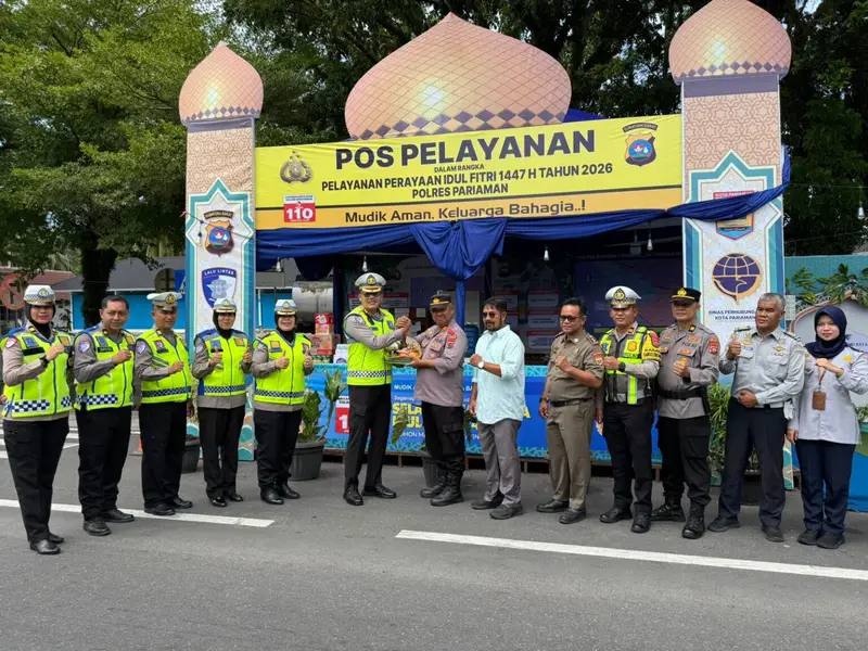 Ditlantas Polda Sumbar Mengunjungi Pos Pelayanan (Posyan) Polres Pariaman di Terminal Jati. (Foto Istimewa).