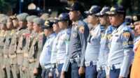 Anggota Dishub Padang saat mengikuti Apel Gelar Pasukan Operasi Ketupat 2026. (Foto Istimewa).