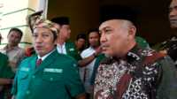 Ketua Umum Pimpinan Pusat GP Ansor Addin Jauharudin didampingi Wakil Bupati Karimun Rocky Marciano Bawole (JurnalTerkini.id/rusdi)