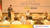 Gubernur Sumbar, Mahyeldi Ansharullah saat melaunching Program ASN Peduli Perlindungan Jaminan Sosial Ketenagakerjaan. (Foto Adpim Sumbar).
