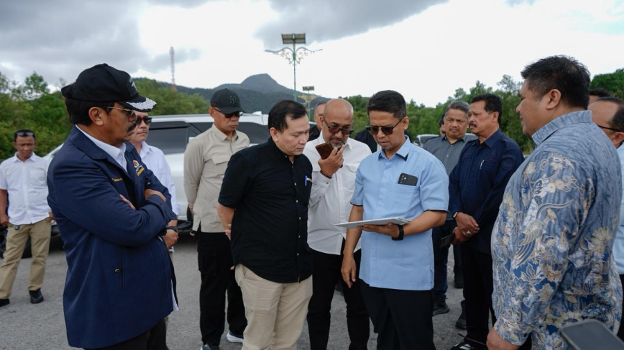 Deputi Bidang Koordinasi Energi dan Sumber Daya Mineral Kementerian Koordinator Bidang Perekonomian Elen Setiadi meninjau kawasan industri Free Trade Zone Karimun