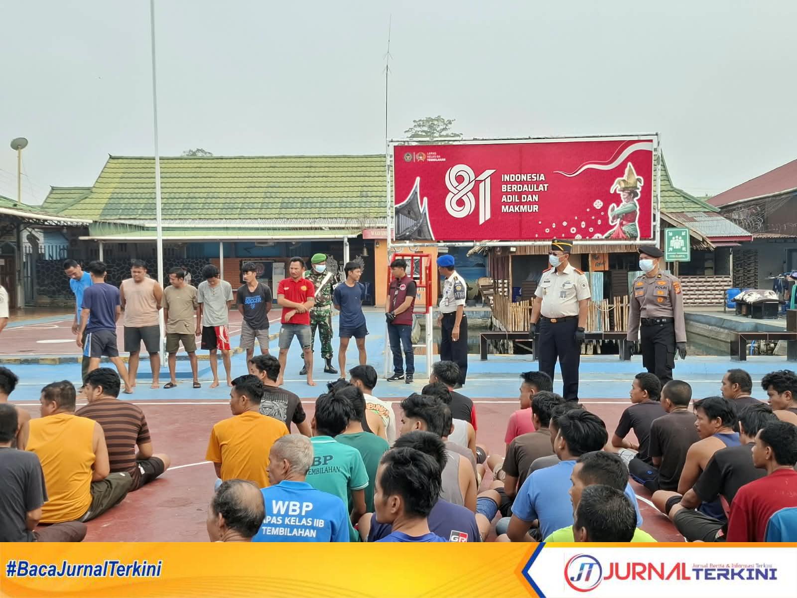 Ket gambar: lapas Kelas IIA Tembilahan bersama Aparat Penegak Hukum (APH) dari unsur TNI dan Polri menggelar razia gabungan