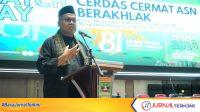 Sekdaprov Sumbar, Arry Yuswandi saat membuka secara resmi Lomba Cerdas Cermat BerAKHLAK Tahun 2026 Sekdaprov Sumbar, Arry Yuswandi saat membuka secara resmi Lomba Cerdas Cermat BerAKHLAK Tahun 2026 (Dok. Makopim)