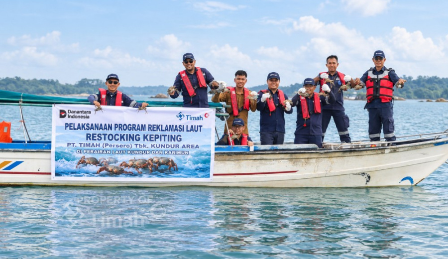PT Timah Tbk melepasliarkan (restocking) sebanyak 1.000 bibit kepiting bakau di perairan laut Kundur, Kabupaten Karimun, Kepulauan Riau, sebagai bagian dari komitmen menjaga keberlanjutan ekosistem pesisir di wilayah operasionalnya