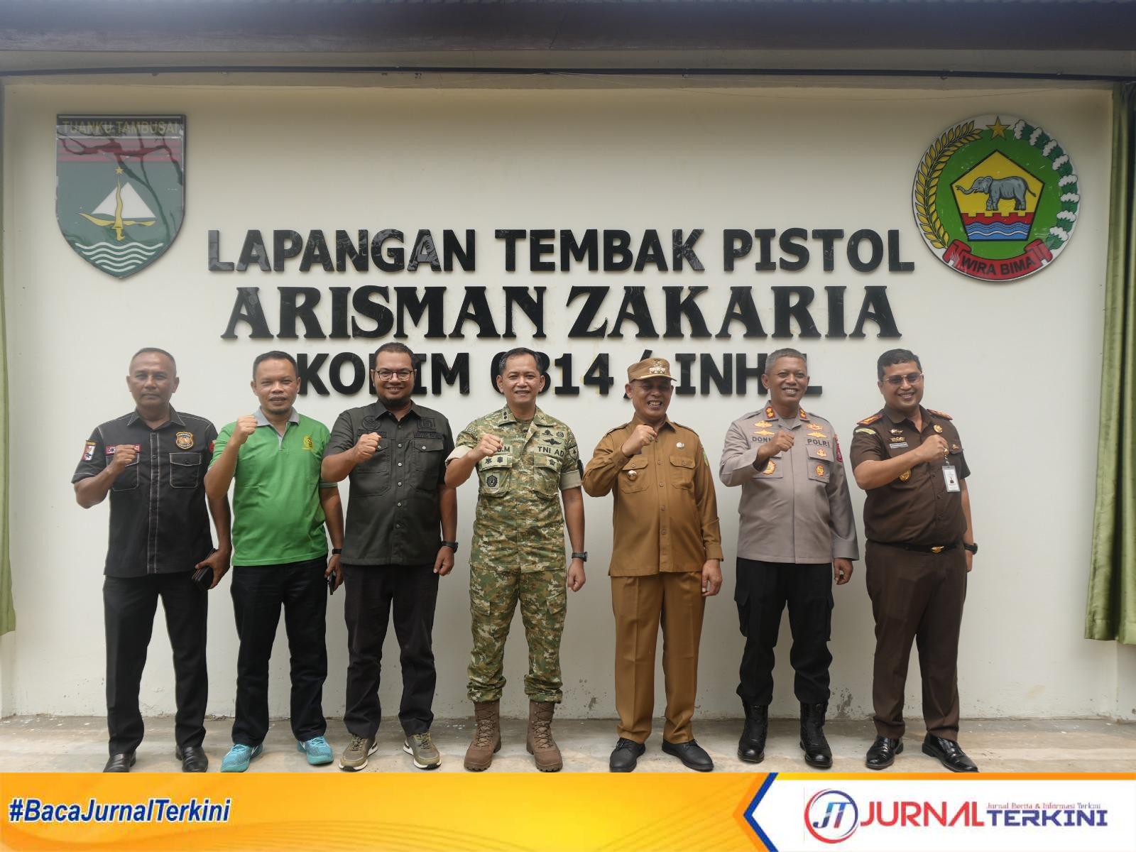 Ket Foto: Bupati Inhil bersama unsur Forkopimda Inhil menghadiri peresmian Lapangan Tembak Pistol Arisman Zakaria