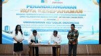 penandatanganan Nota Kesepahaman (MoU) oleh Kepala BP Batam Amsakar Achmad dan Ketua Ombudsman RI Nuzran Joher di Balairung Sari penandatanganan Nota Kesepahaman (MoU) oleh Kepala BP Batam Amsakar Achmad dan Ketua Ombudsman RI Nuzran Joher di Balairung Sari BP Batam, Selasa (13/10/2026).