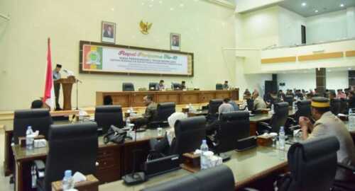 Rapat Paripurna Pidato Penjelasan Umum Bupati tentang Rancangan KUA dan PPAS TA 2024 DPRD Inhil, Senin (7/8/2023).